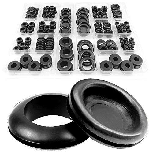 200pcs 18 Sizes Rubber Grommet Kit Electrical Conductor Wiring and Blanking Gasket Ring Grommets Assorted Sizes